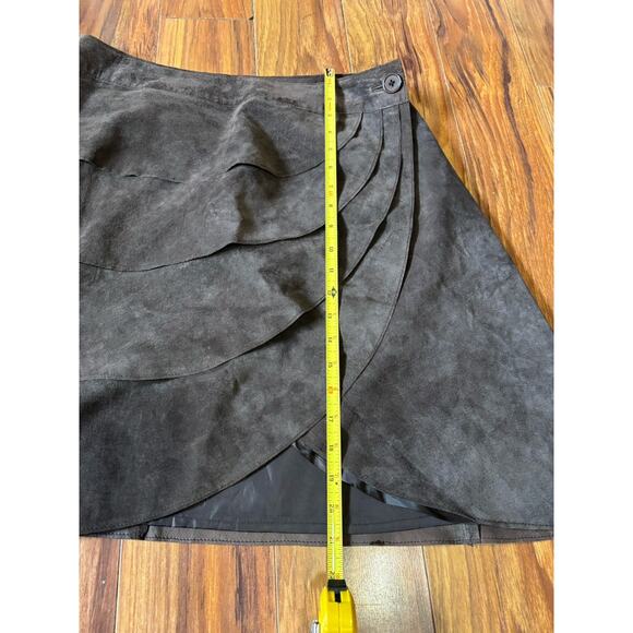 Kenar Brown Leather Layered Wrap Skirt Women’s Size 10 Western Festival - Picture 5 of 6